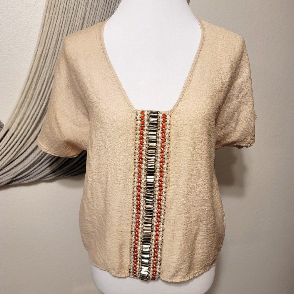 Alya Boho Beaded Blouse Sz M